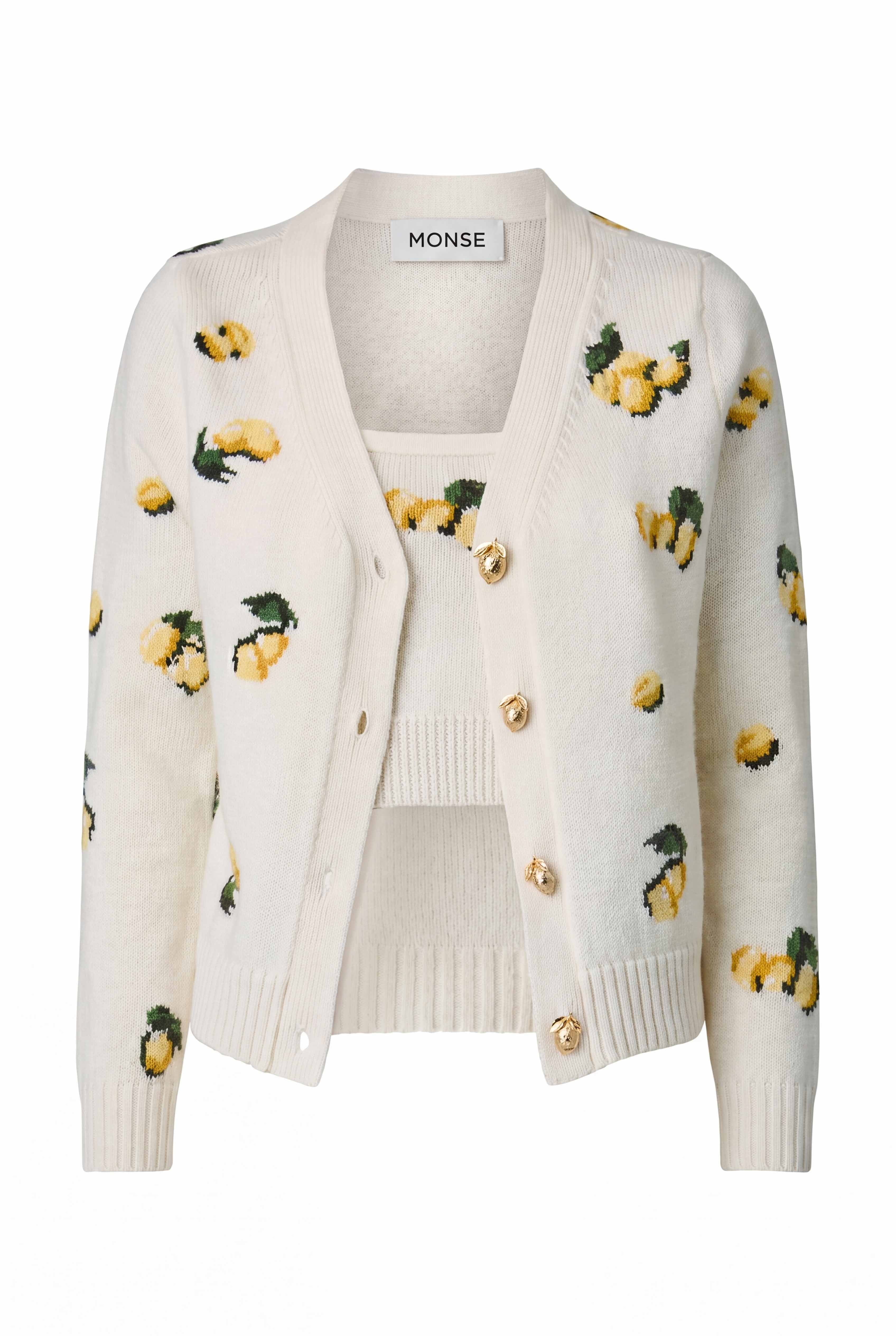 Lemon Intarsia Cardigan Set