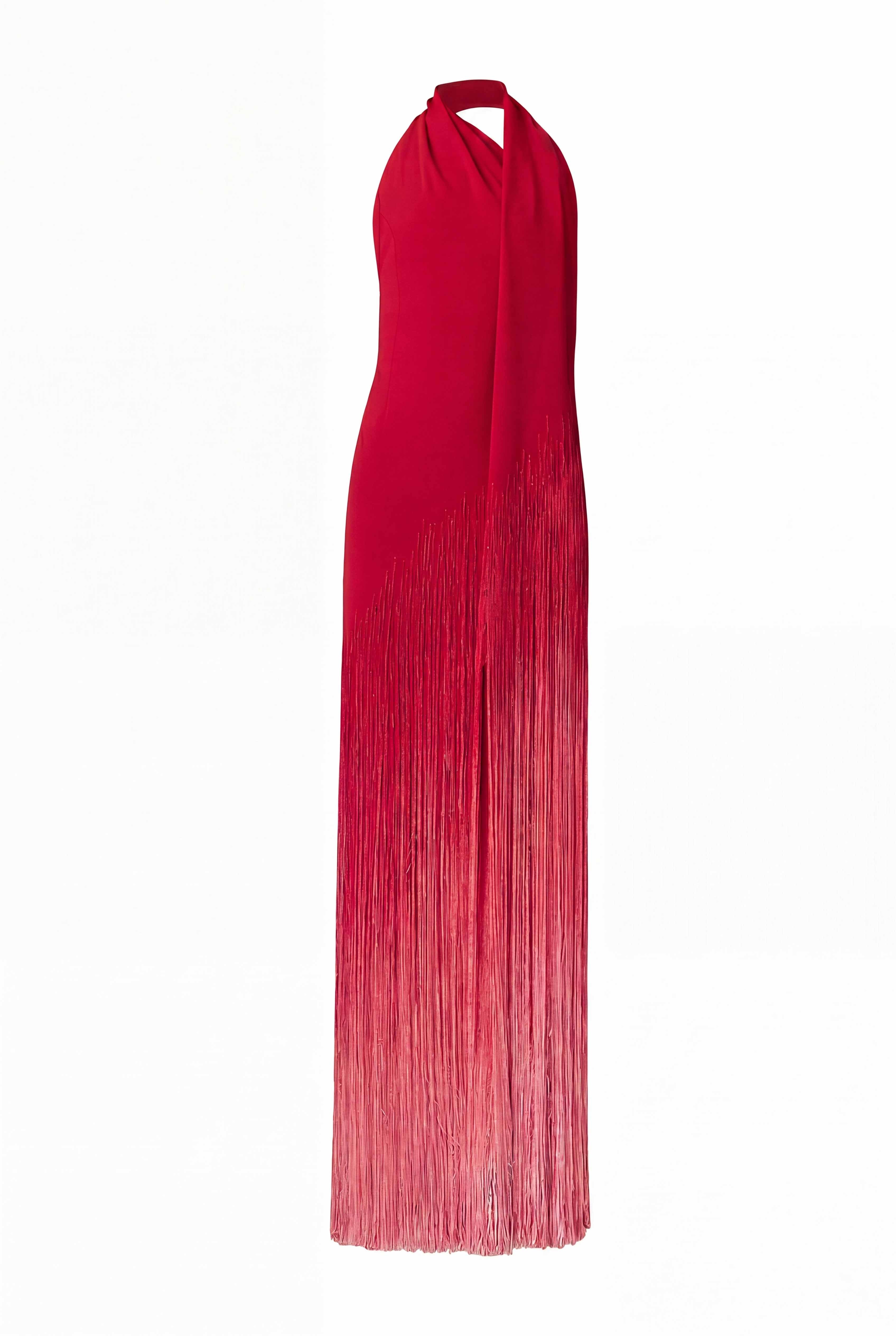 Silk Fringe Wrapped Scarf Dress