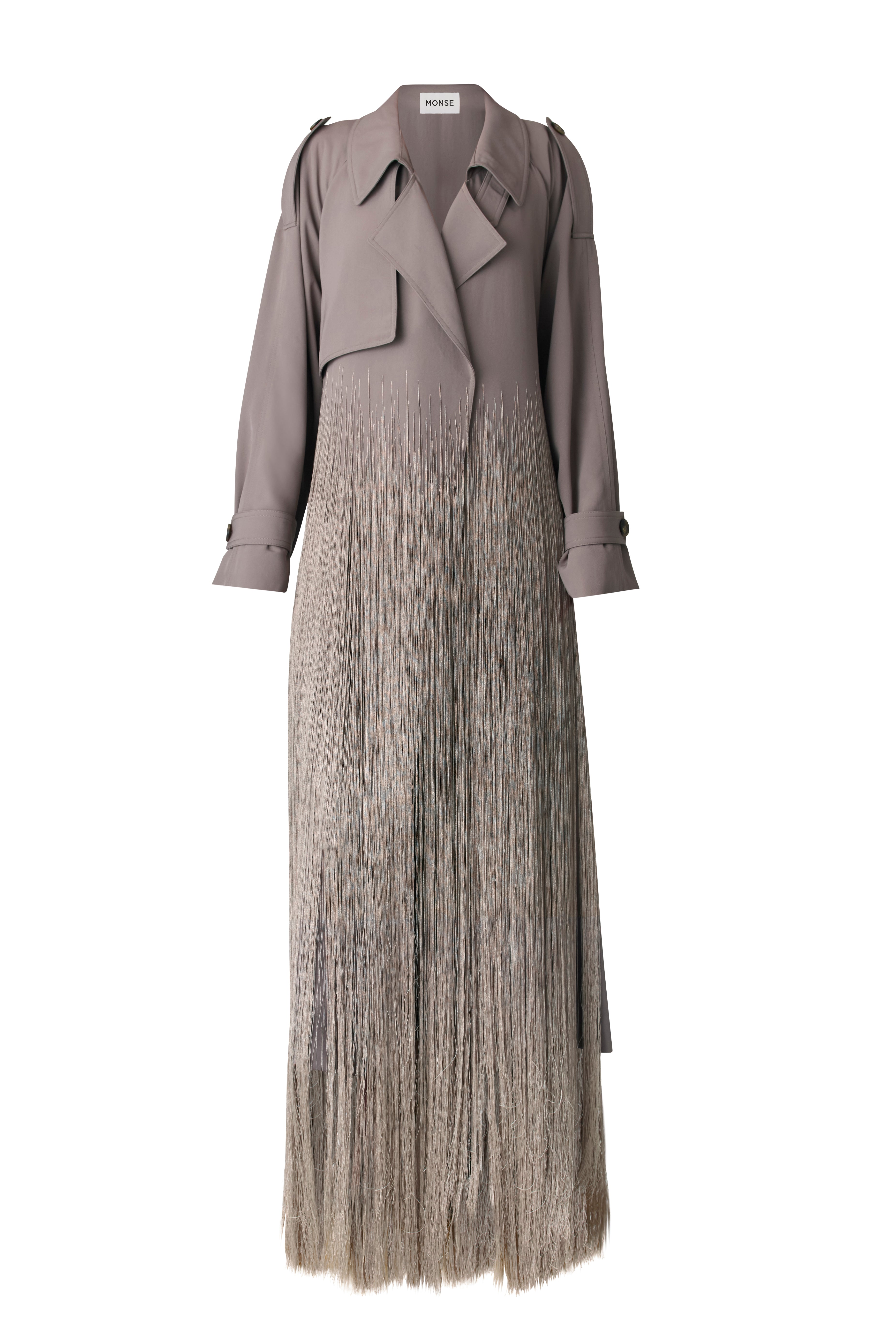Silk Fringe Trench Coat