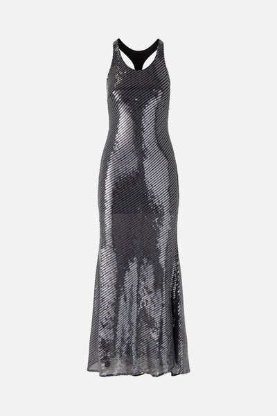 Leather Harness Sequin Dress in Black  MONSE