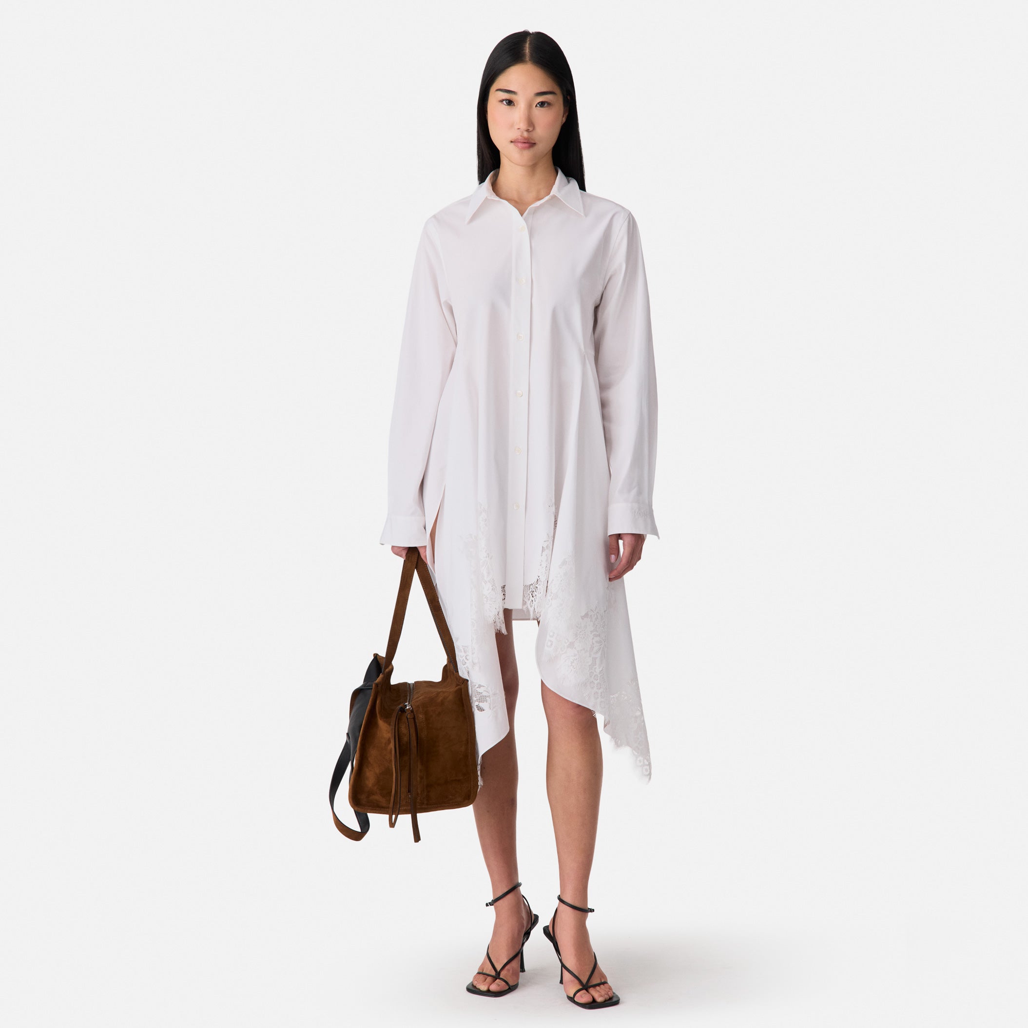Lace Cascade Shirt Dress
