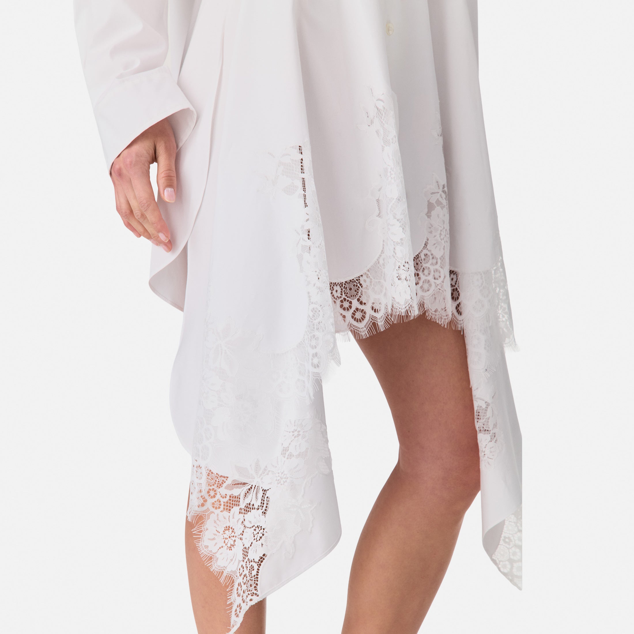 Lace Cascade Shirt Dress