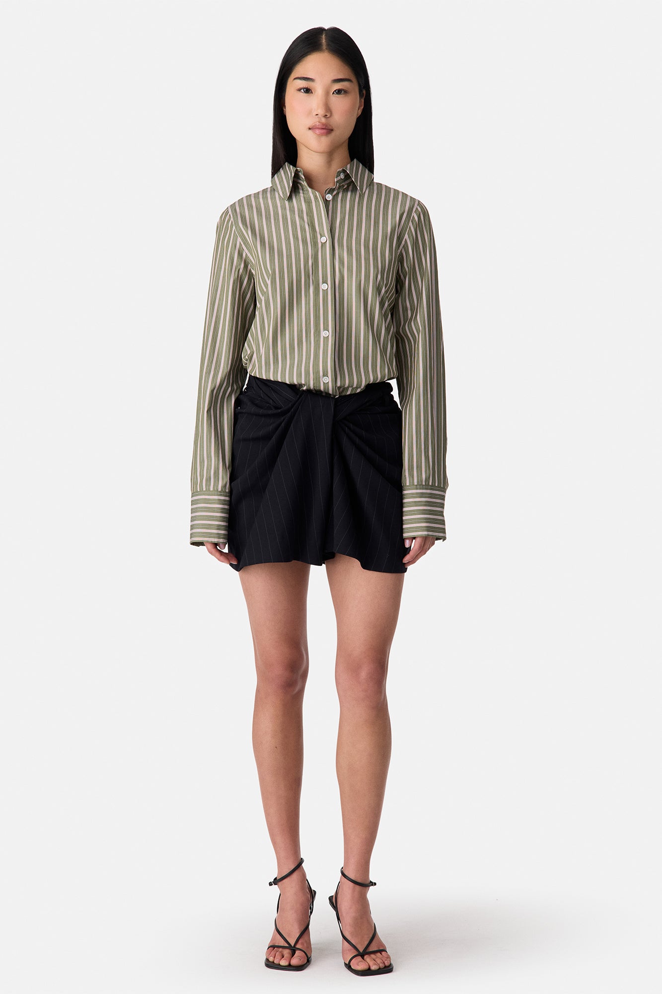 Back Cascade Button-up Top