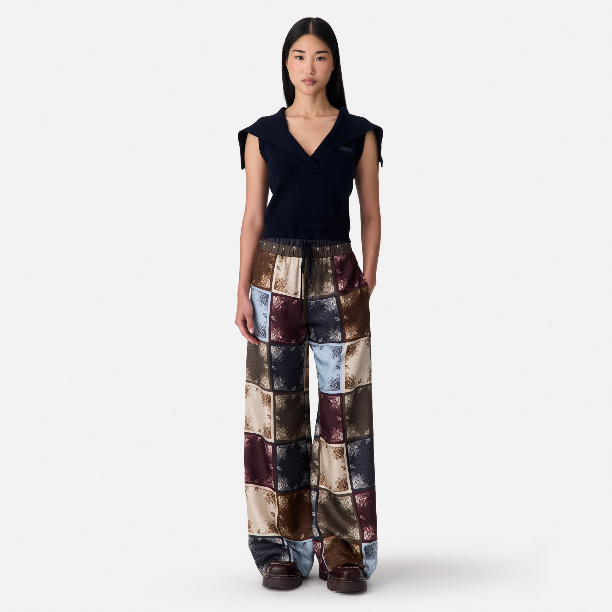 Double Waistband Silk Pants
