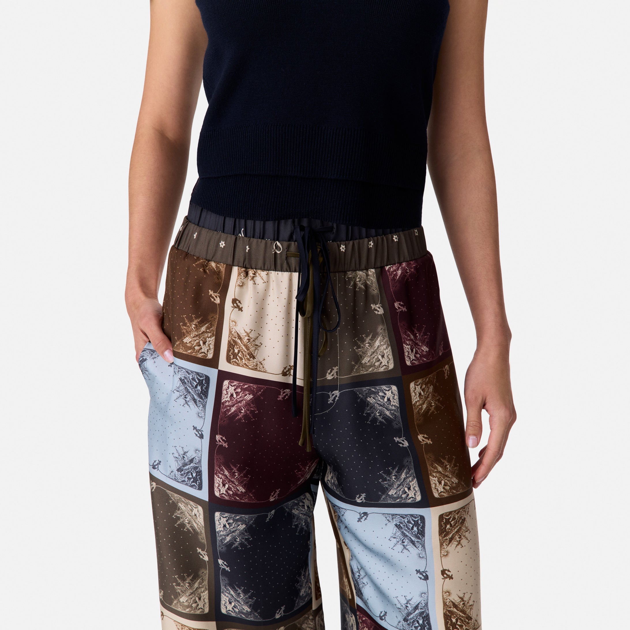 Double Waistband Silk Pants
