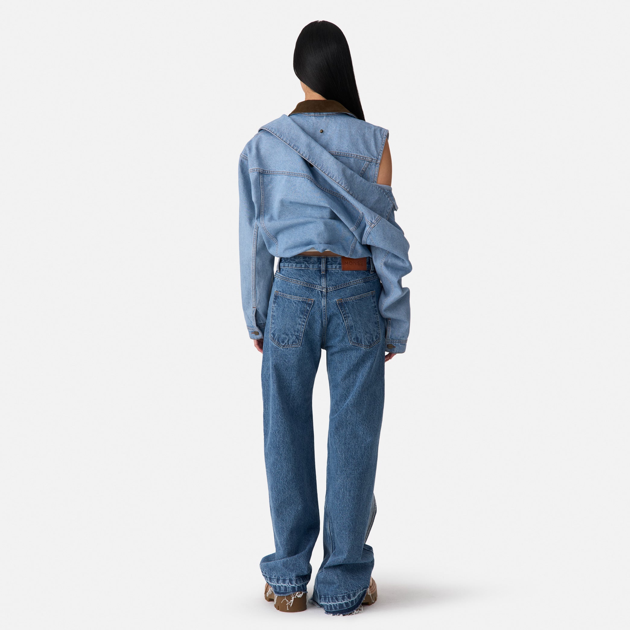 Cross-Over Cascade Denim Pants