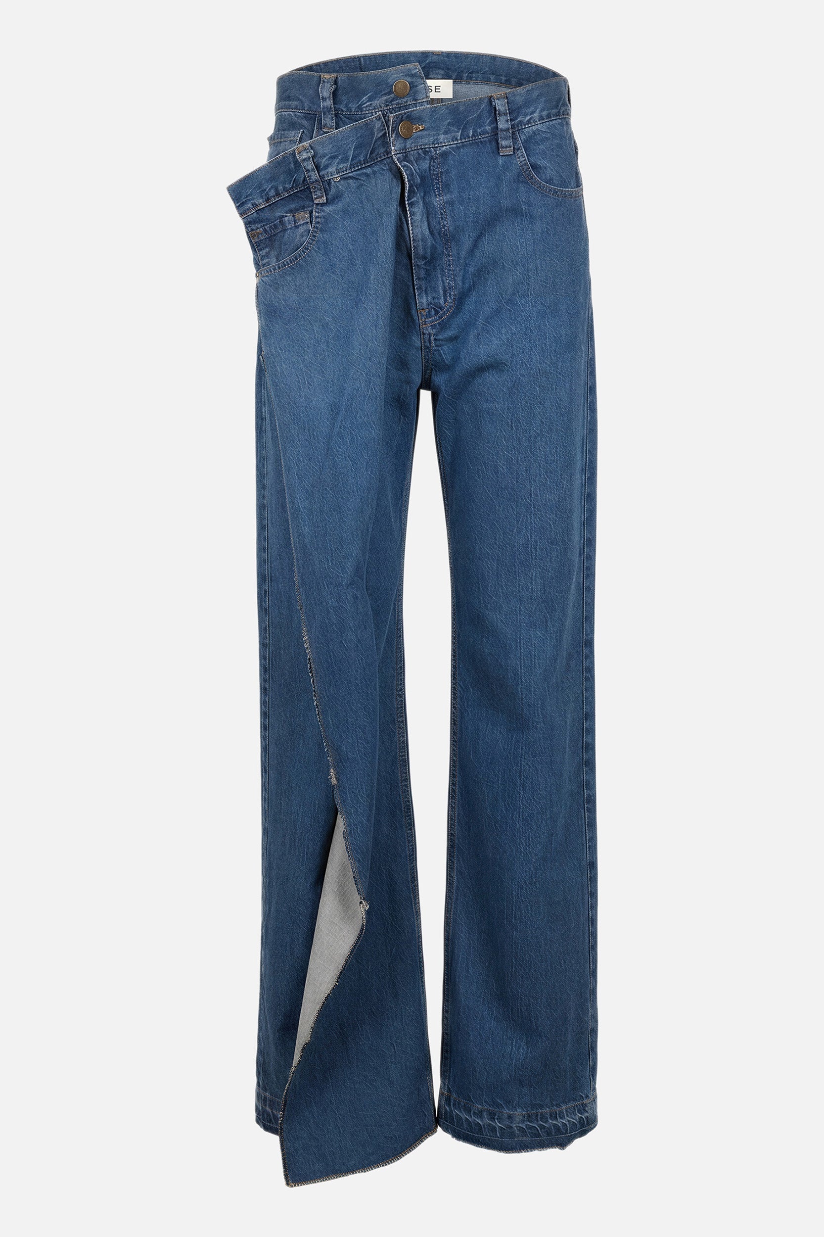 Cross-Over Cascade Denim Pants