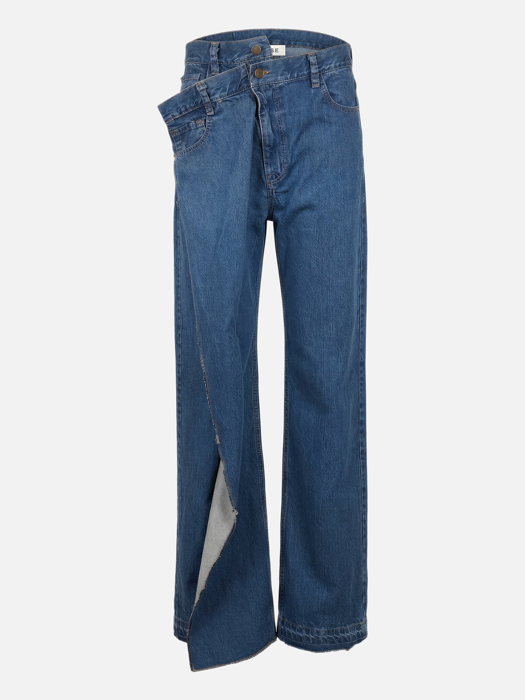 Cross-Over Cascade Denim Pants