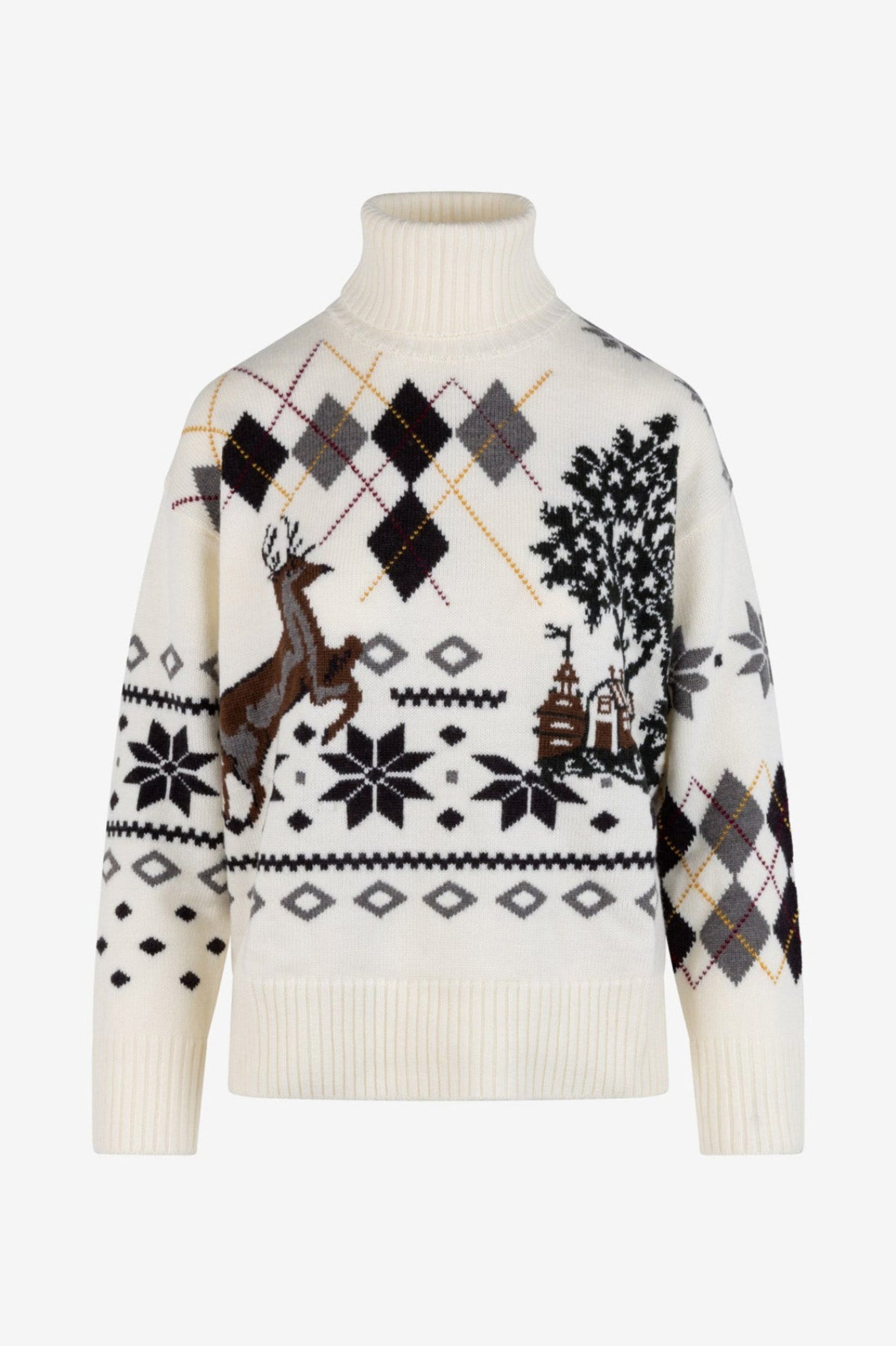 Mixed Fair Isle Roll Neck Sweater