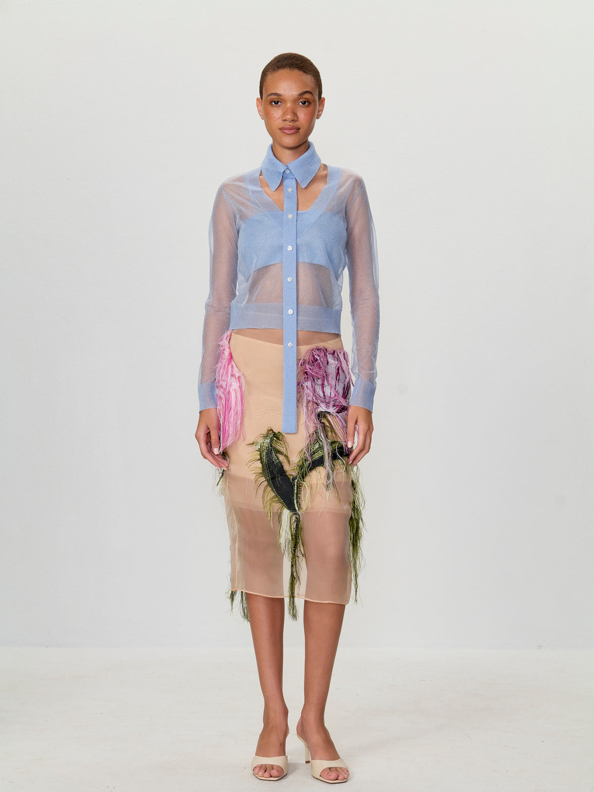 Organza Pencil Skirt With Tulip