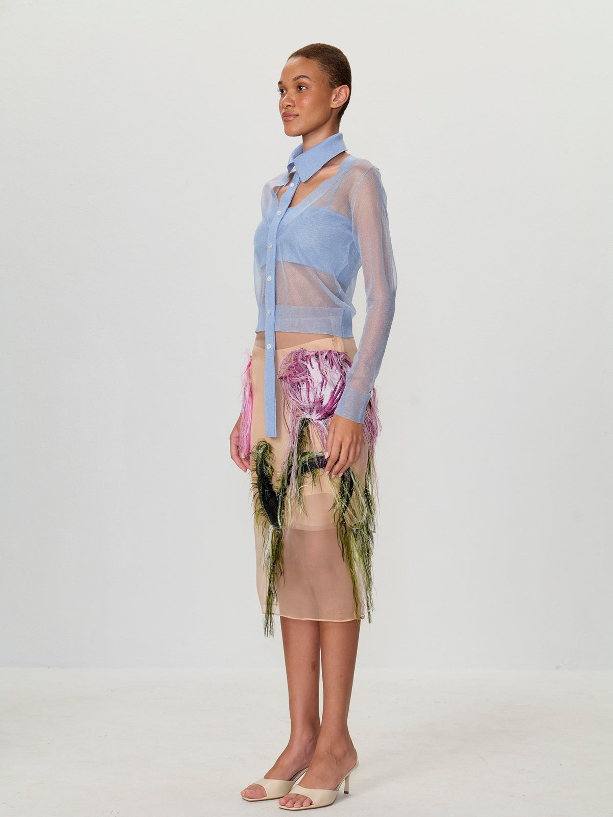 Organza Pencil Skirt With Tulip