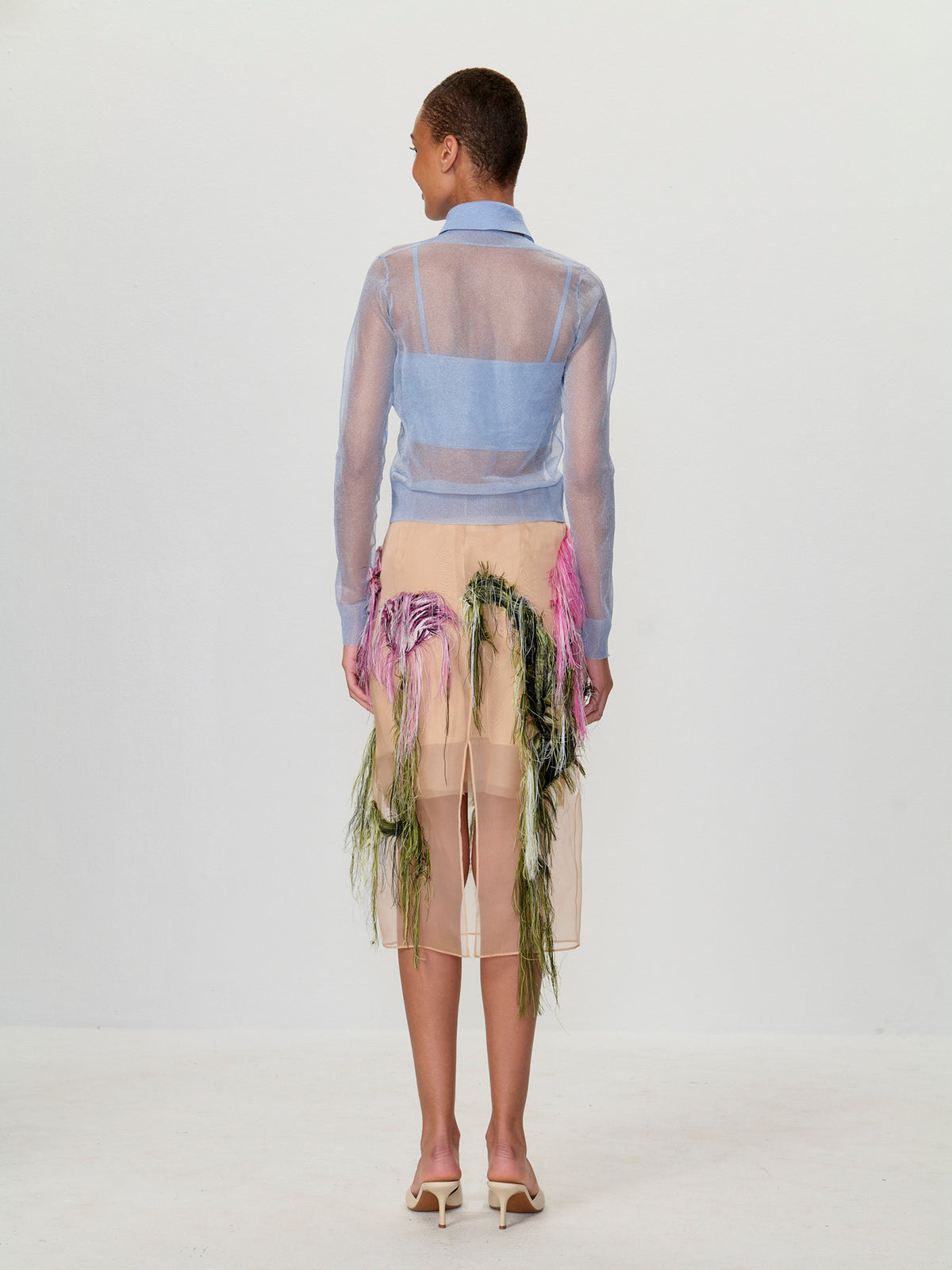 Organza Pencil Skirt With Tulip