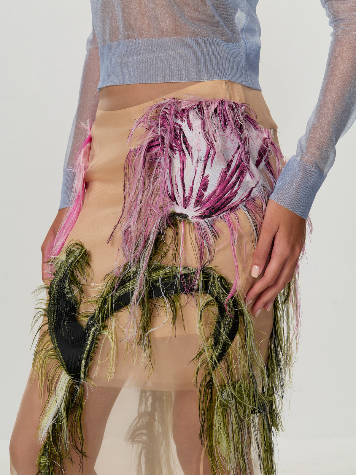 Organza Pencil Skirt With Tulip