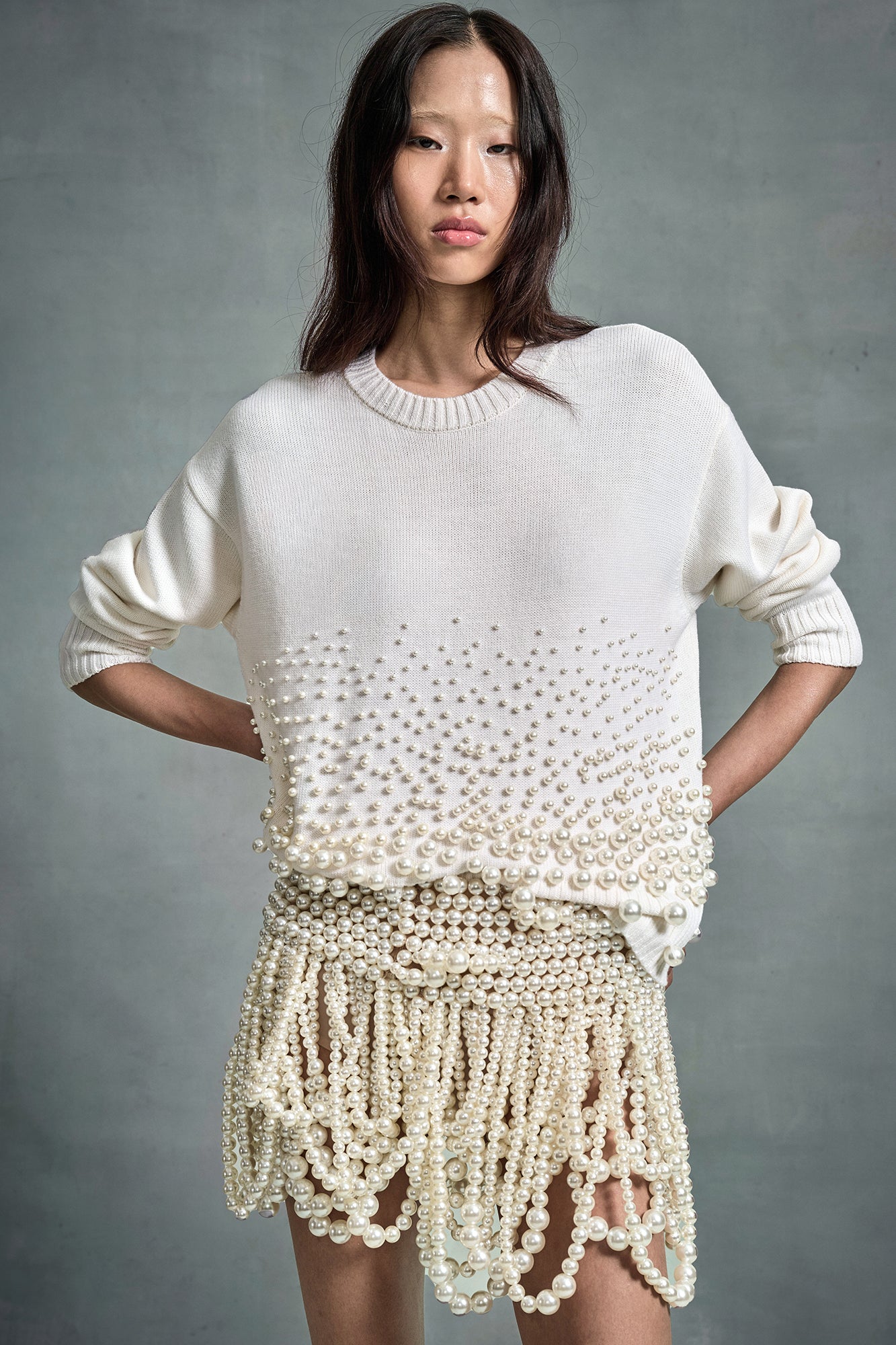Pearl Embroidery Skirt