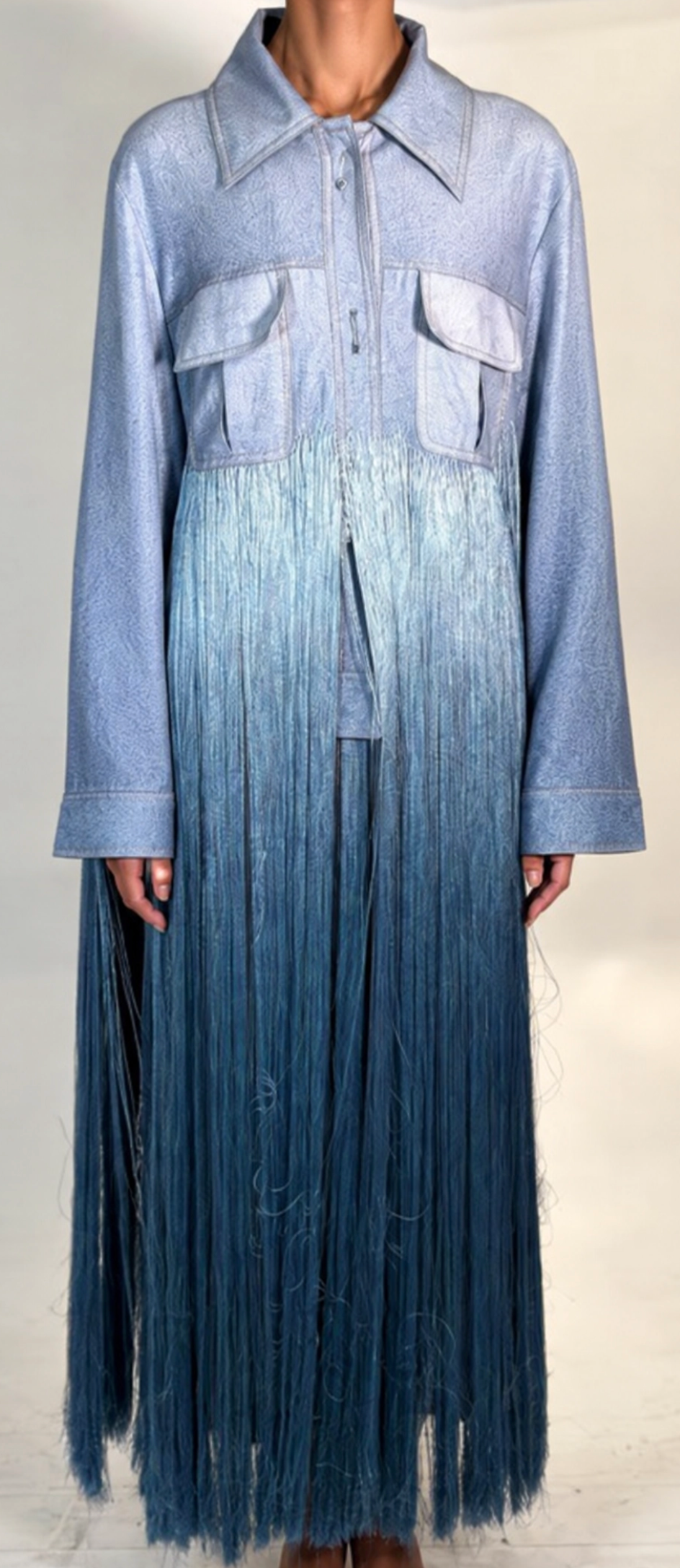 Fringe Denim Printed Jacket