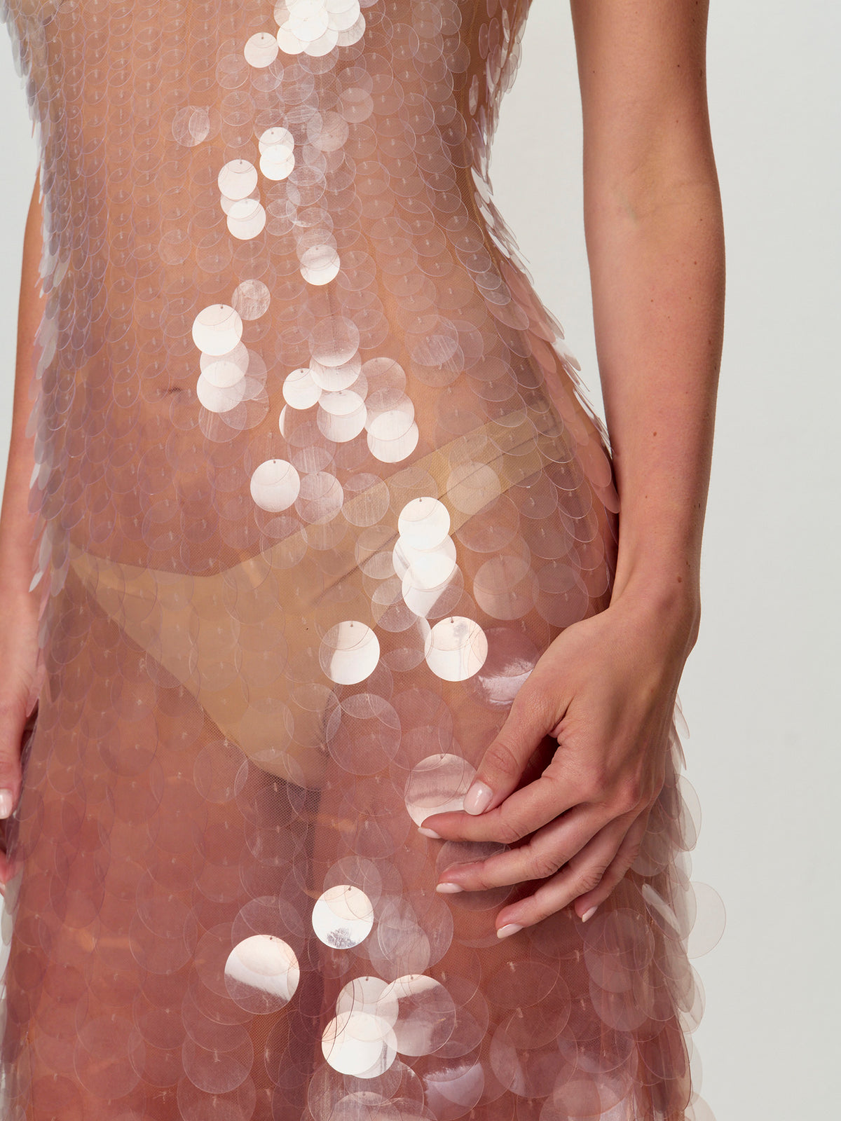 Sequin Halter Handkerchief Gown