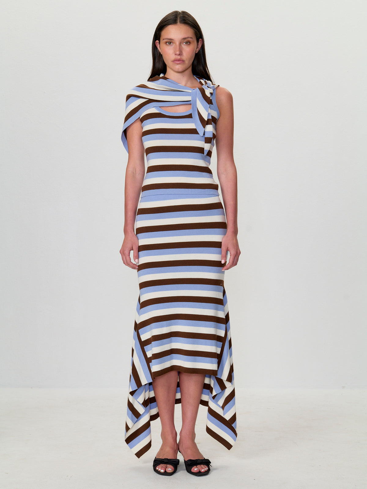 Stripe Knit Cascade Skirt