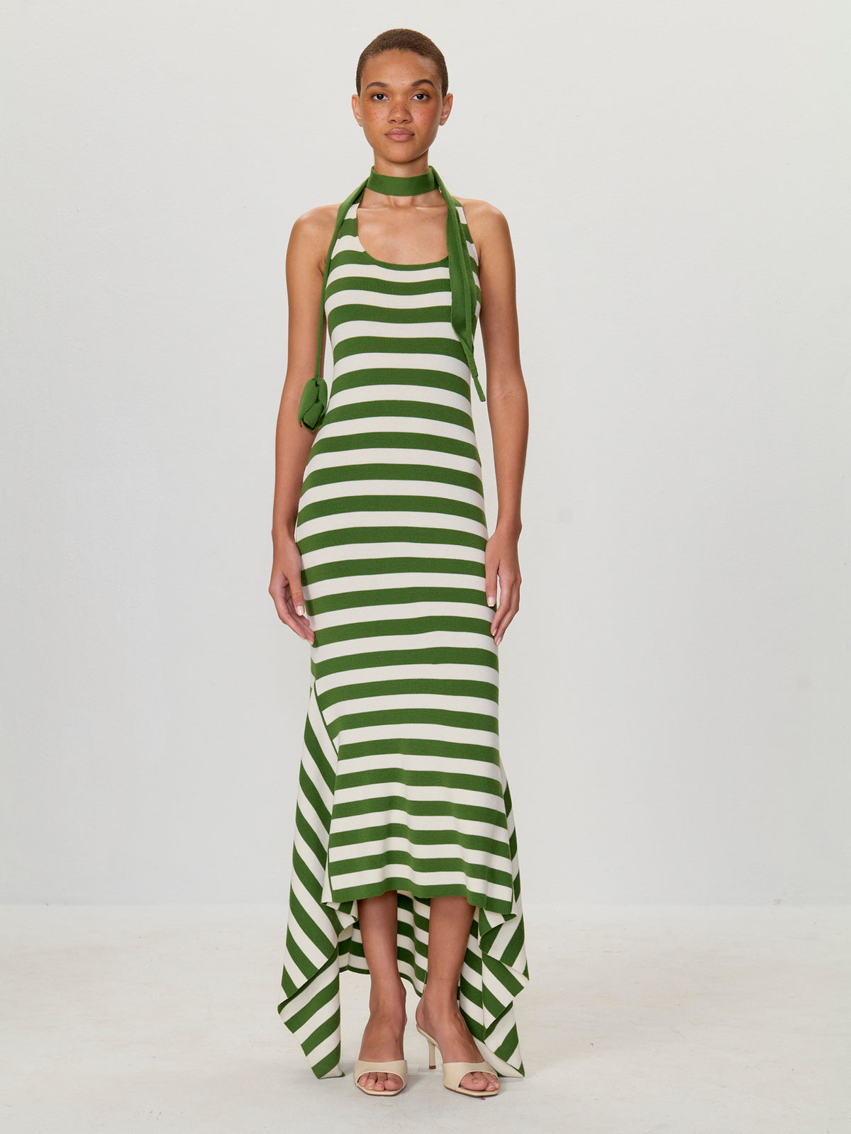 Tulip Neck Scarf Halter Knit Dress