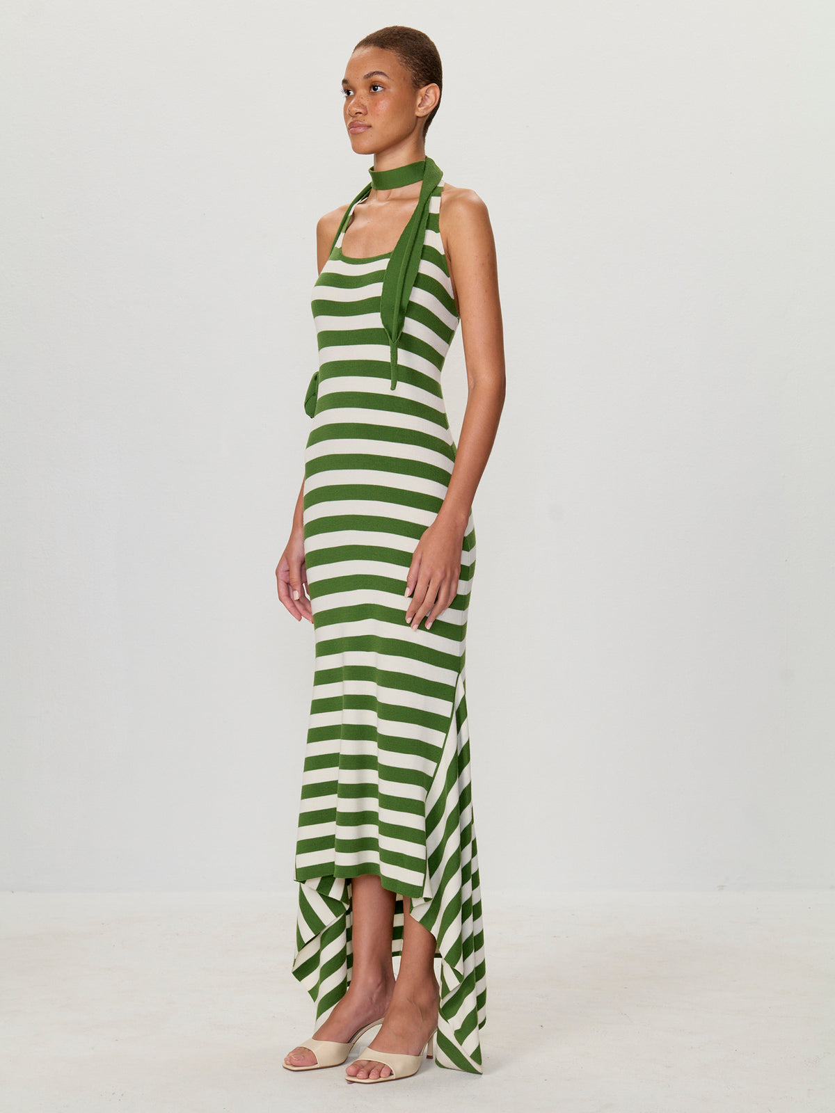Tulip Neck Scarf Halter Knit Dress