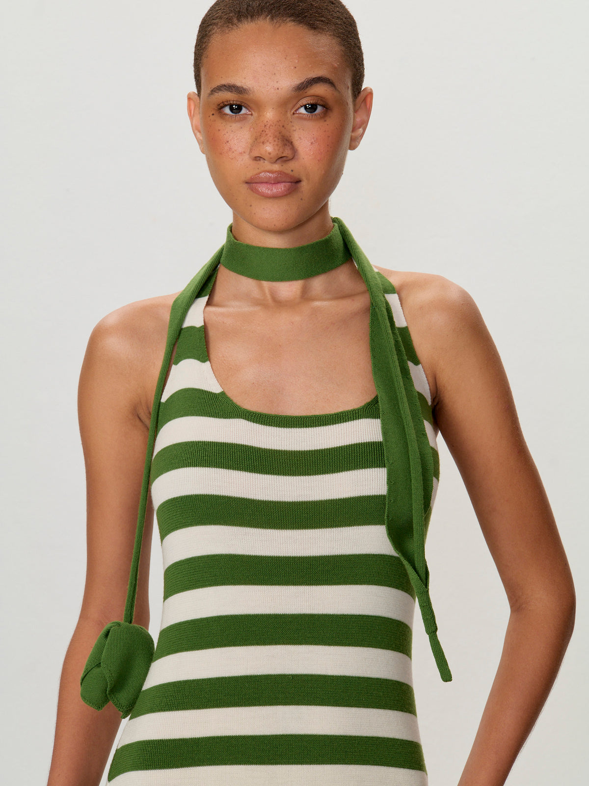 Tulip Neck Scarf Halter Knit Dress