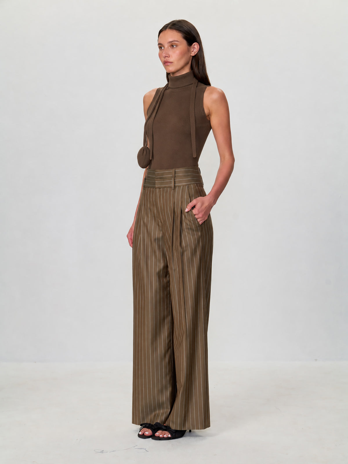 Tulip Neck Scarf Halter Knit Top
