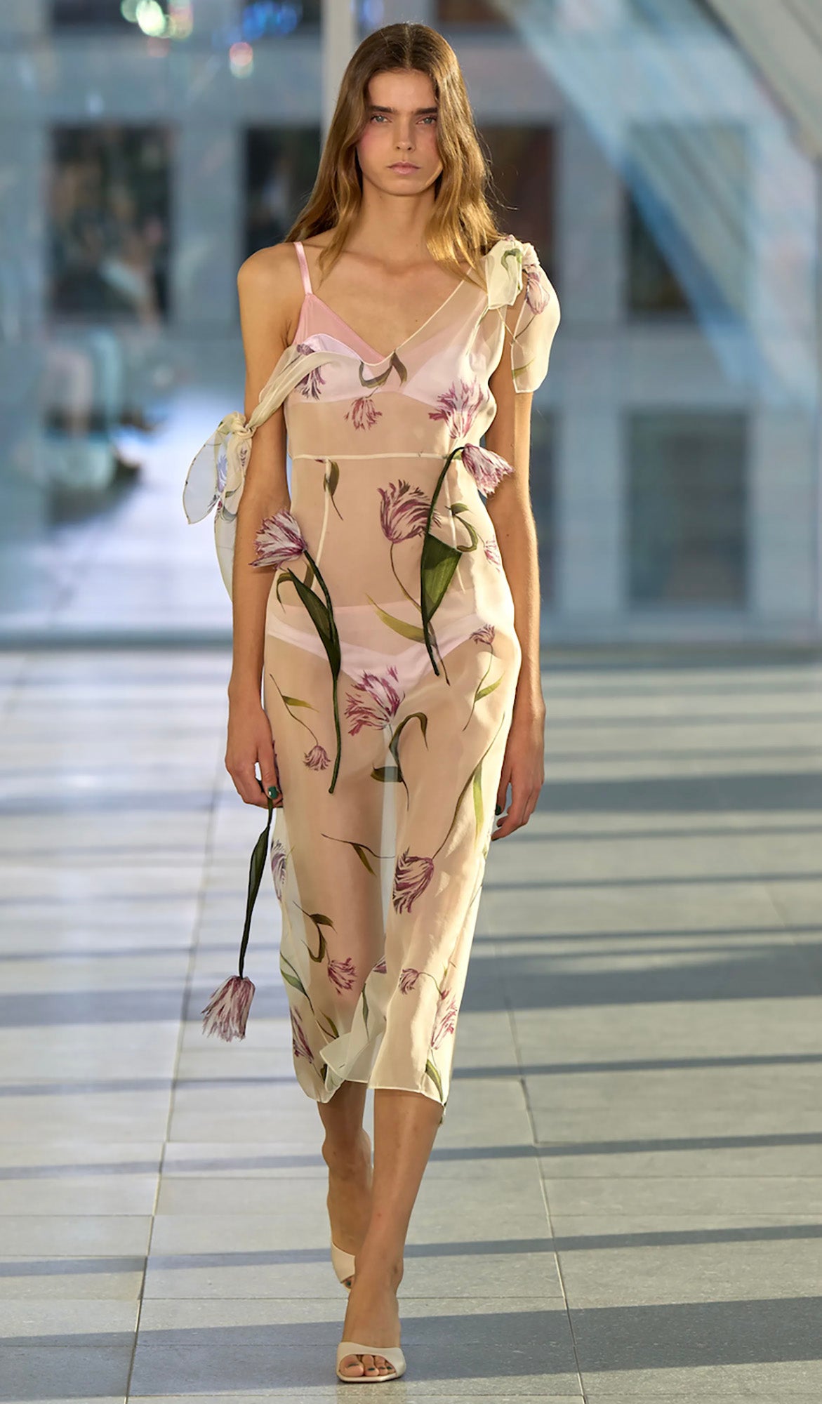 Tulip Organza Midi Bow Tie Dress