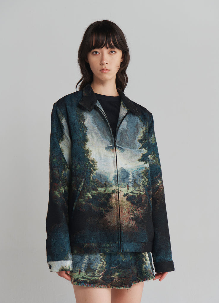 UFO Tapestry Boyfriend Jacket in Alien Multi Print