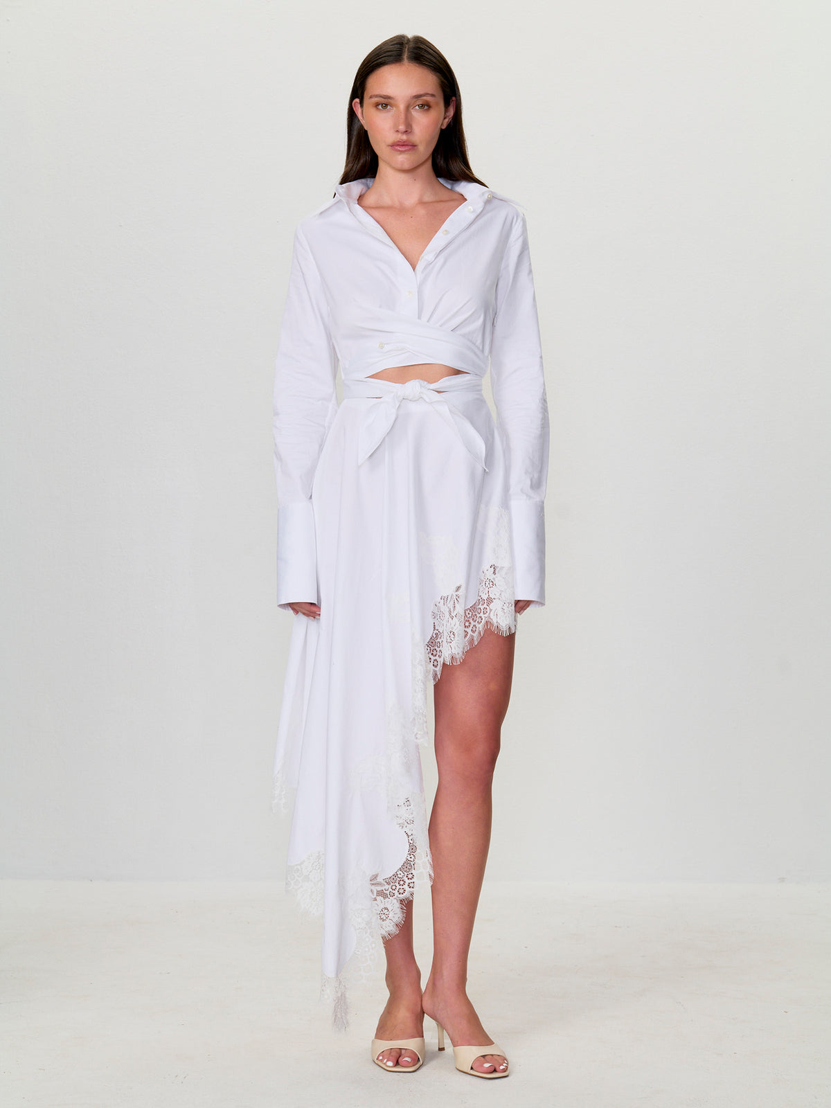 Wrapped Shirt Asymmetrical Dress