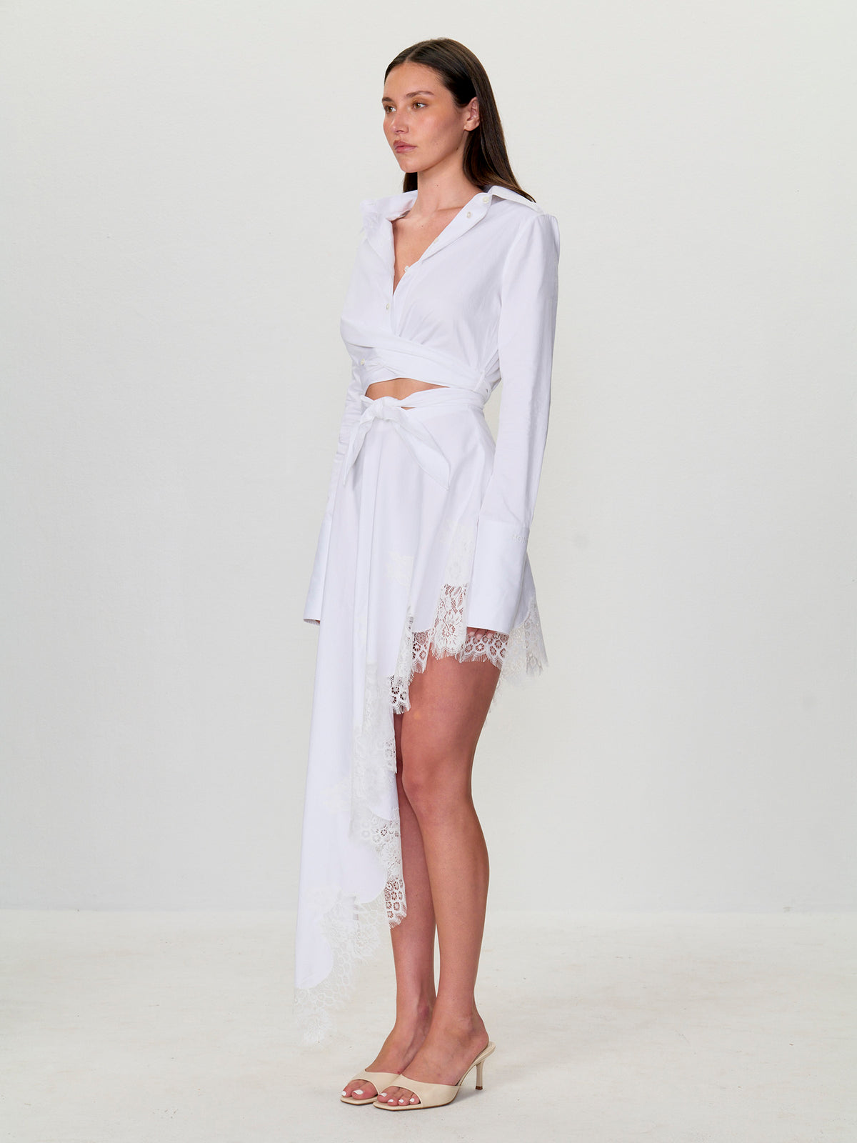 Wrapped Shirt Asymmetrical Dress