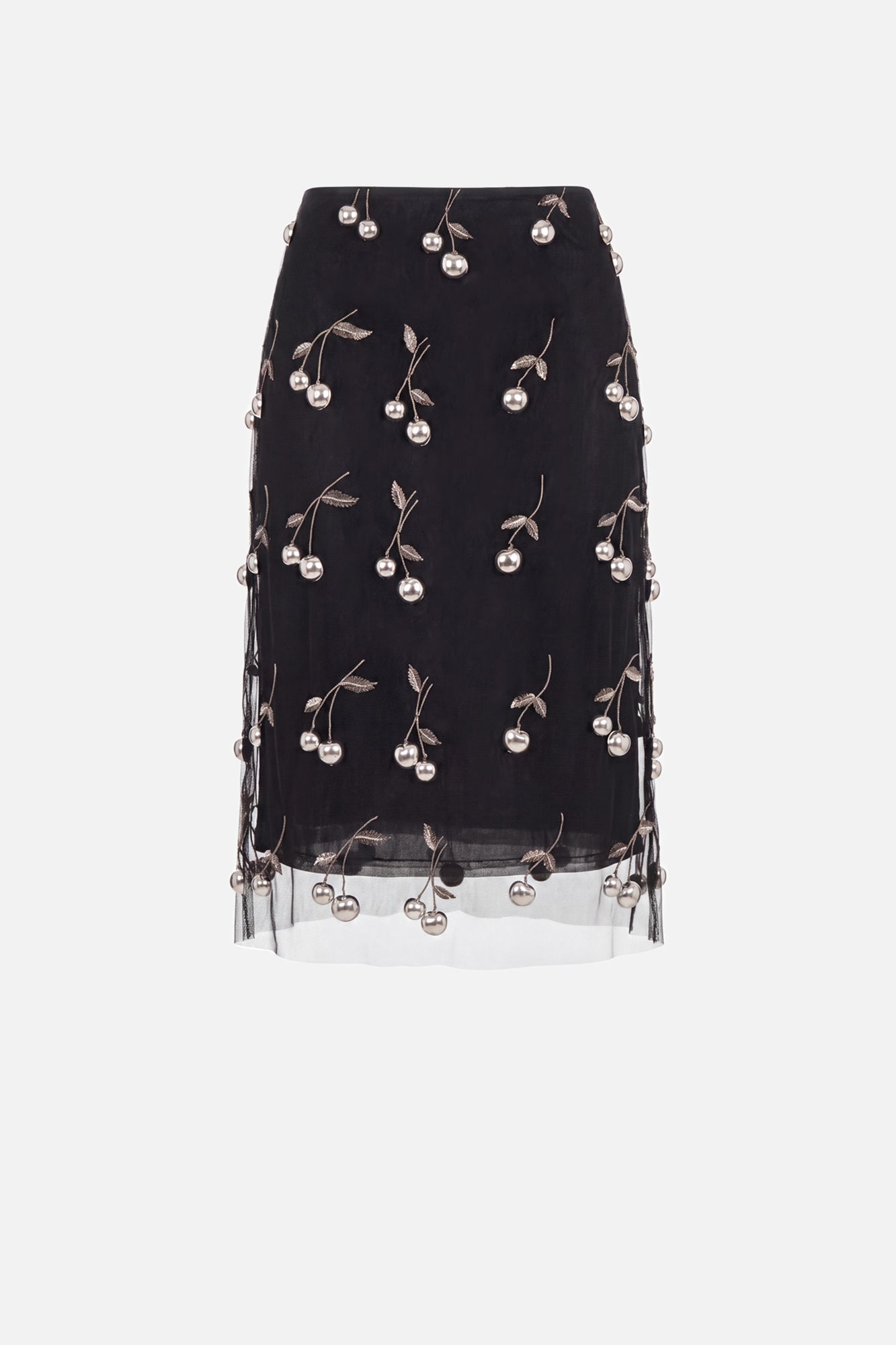 Mesh Cherry Embroidered Skirt