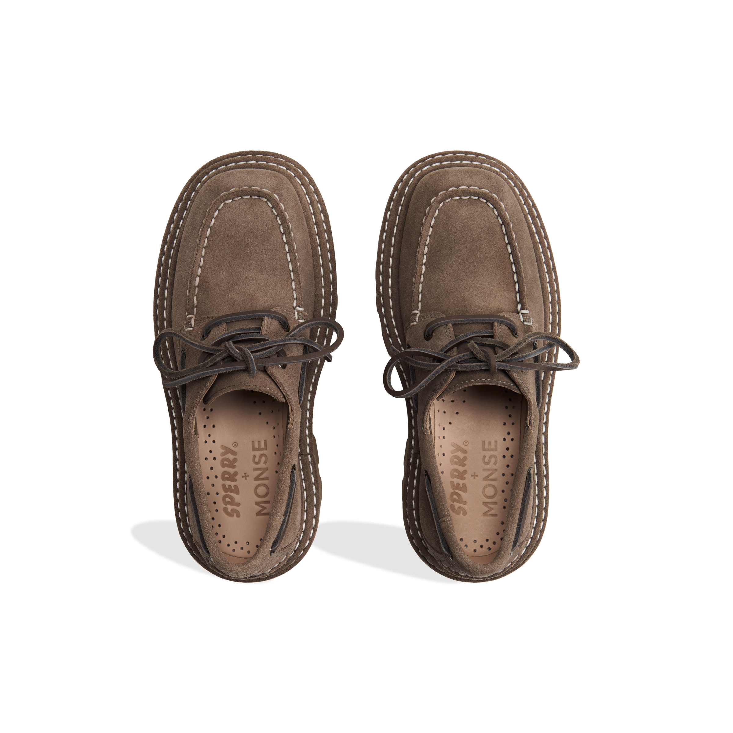Sperry X MONSE Authentic Original™ 2-Eye Lug Boat Shoe Washed Khaki Suede