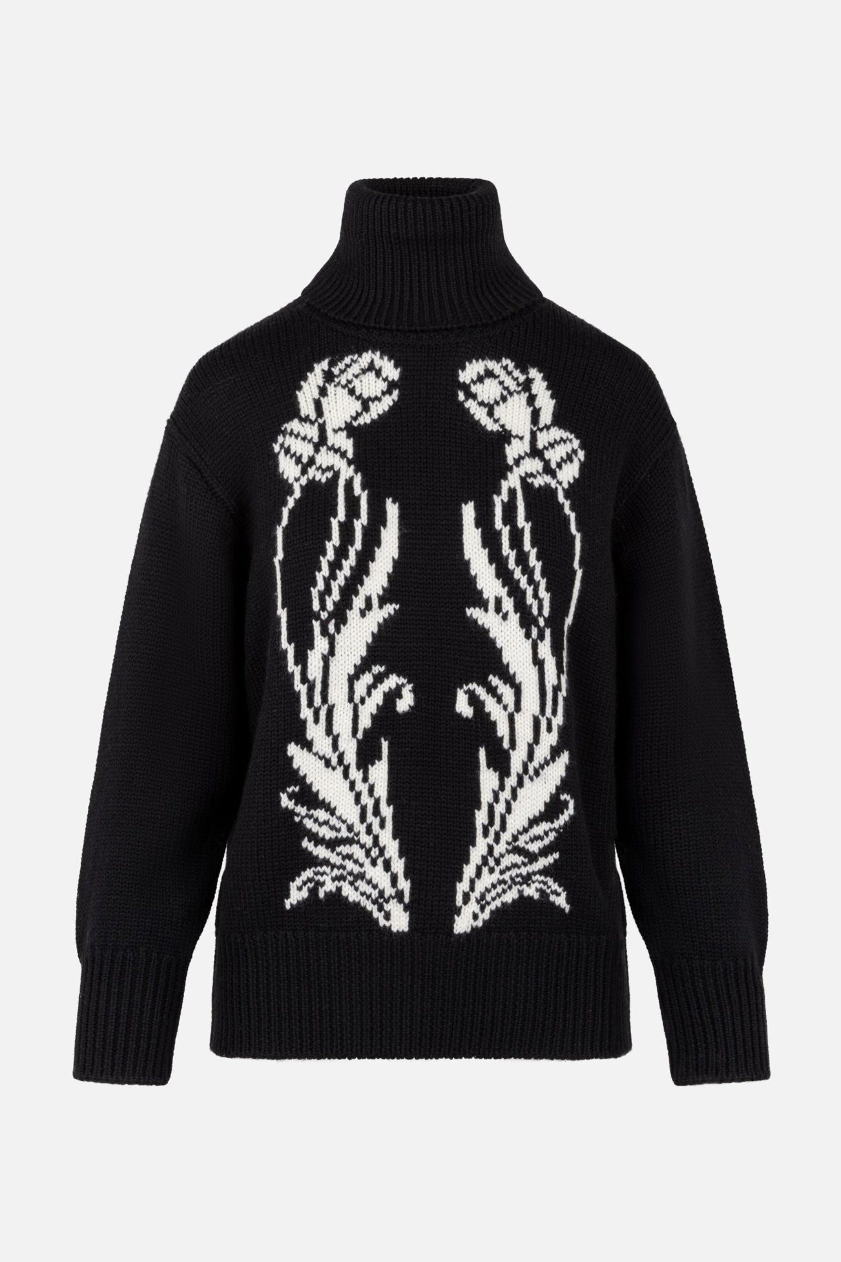 Art Deco Intarsia Knit Sweater in Black – MONSE