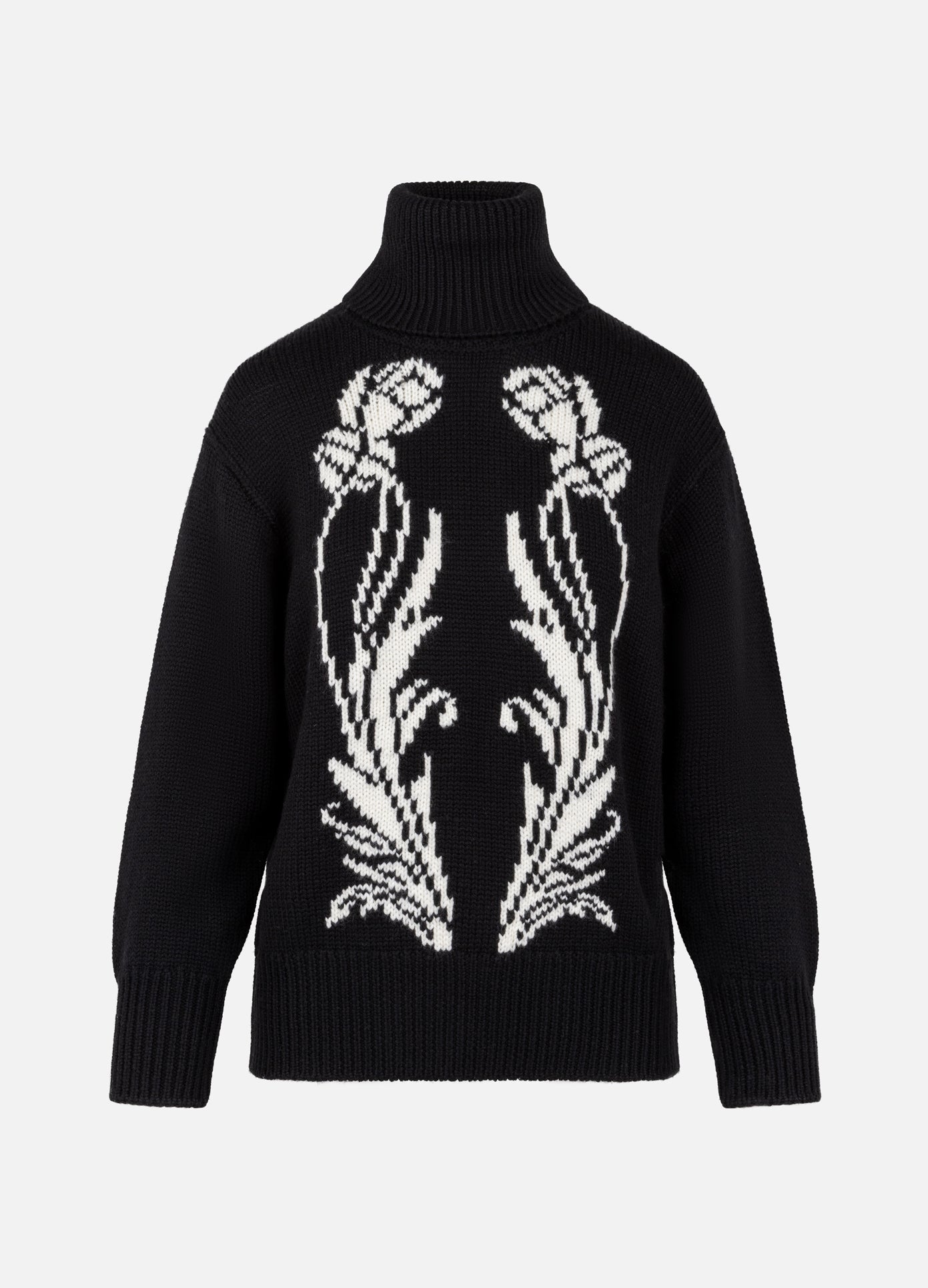 MONSE Art Deco Intarsia Knit Sweater in black flat front