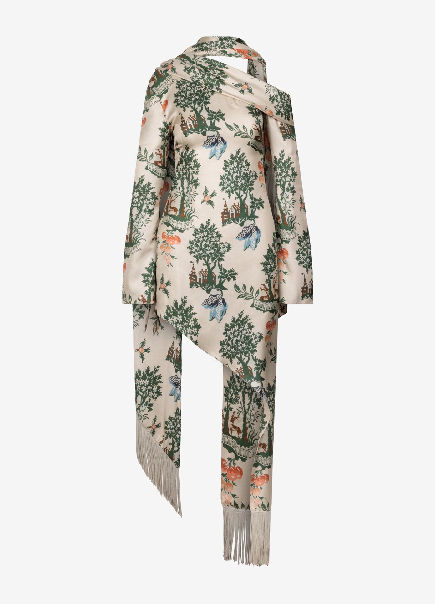 MONSE Asymmetric Hem Scarf Dress in multi flat front