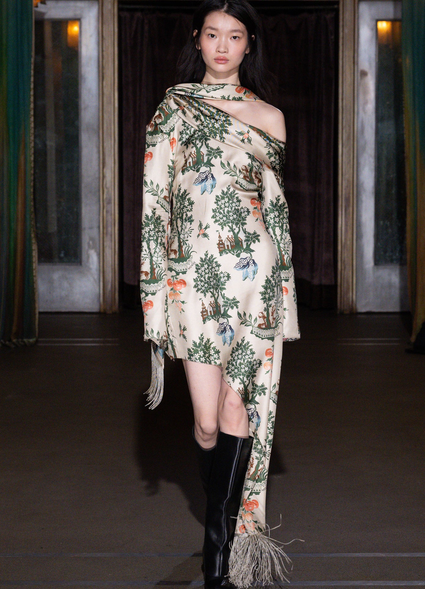 Asymmetric Hem Scarf Dress