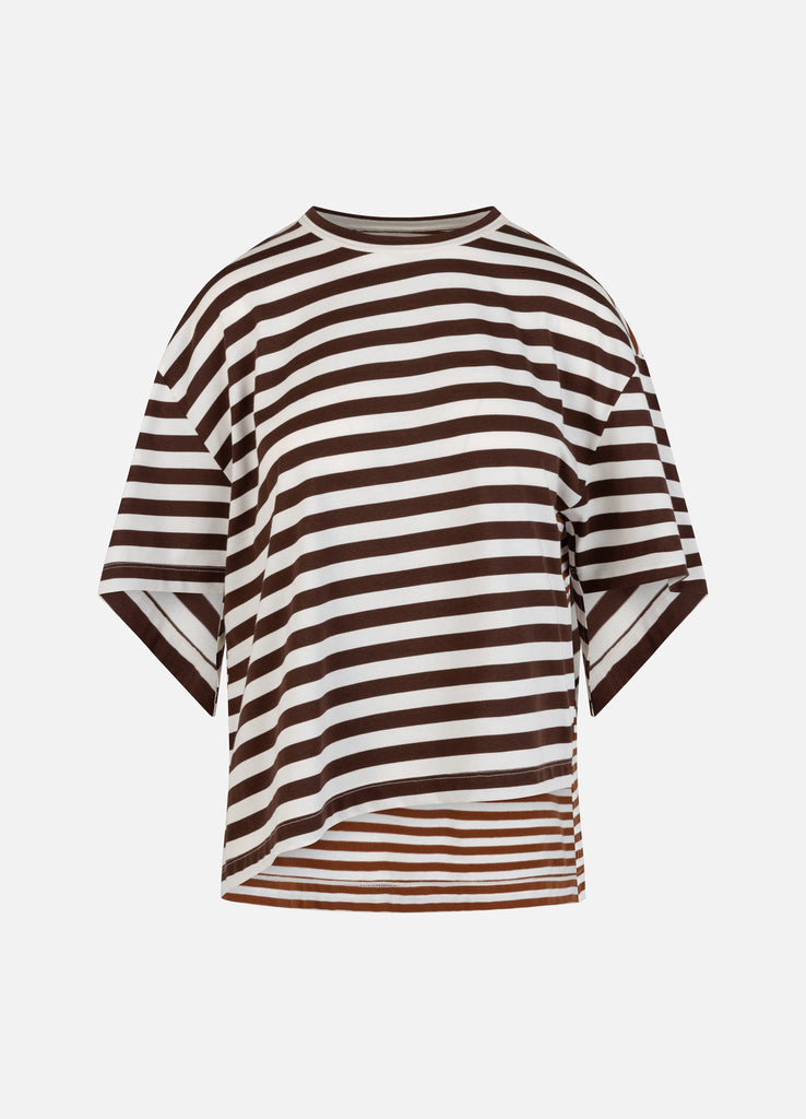 Asymmetric Twisted T-Shirt in Umber