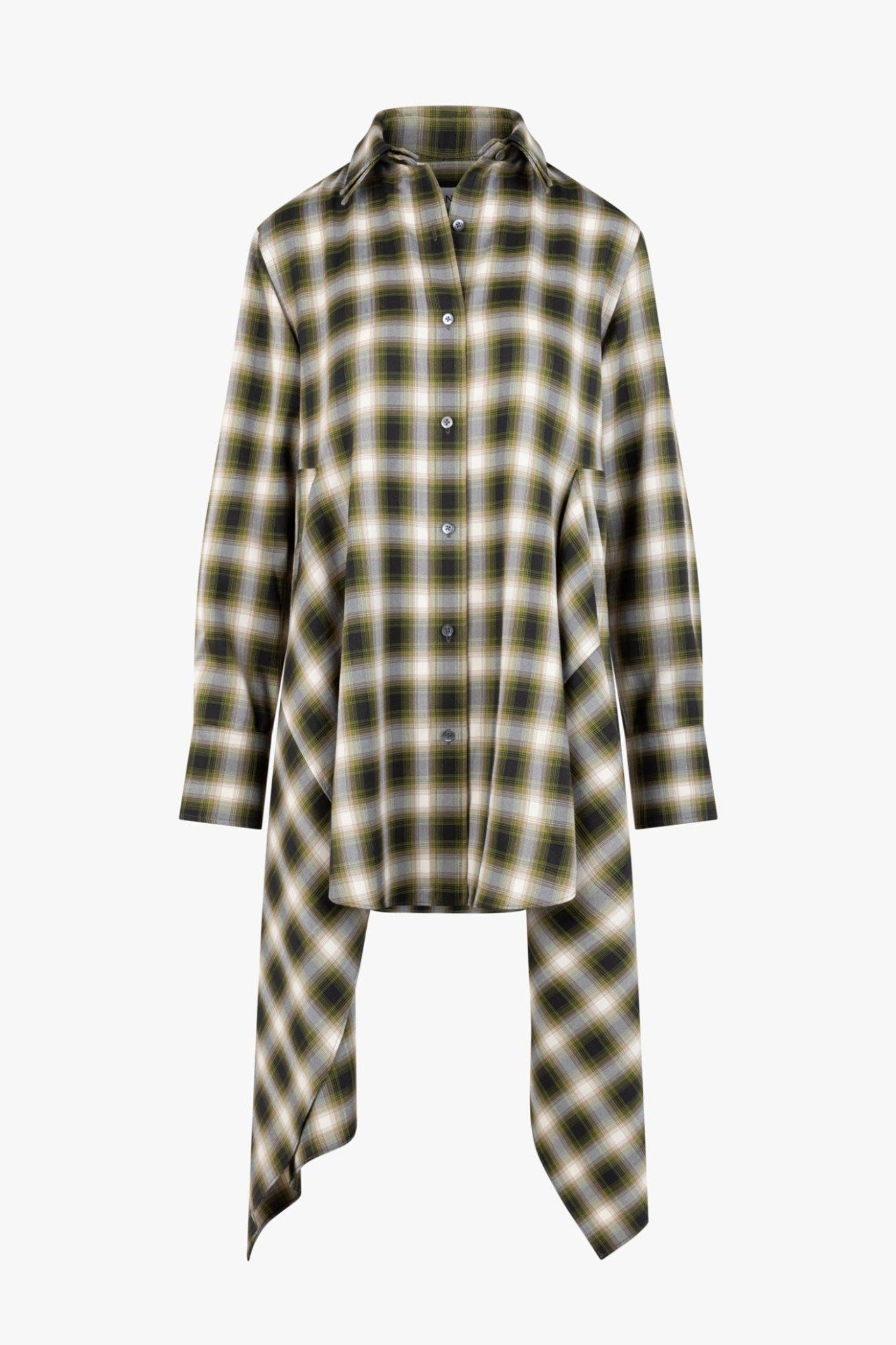 Cascade Front Shirt Dress in Green MONSE Cascade Front Shirt Dress in Green MONSE