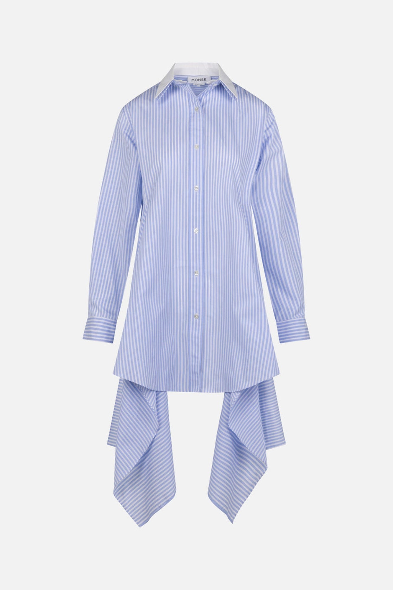 Cascade Front Button-Up Shirt Dress