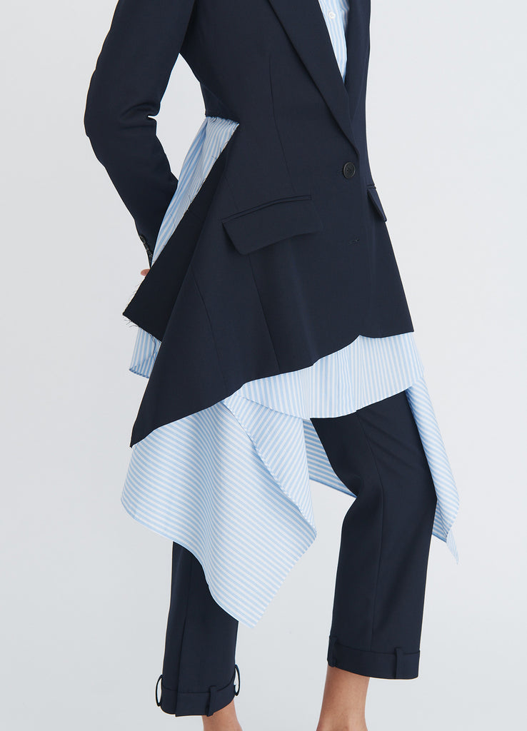 Cascade Slashed Tailored Jacket in Navy