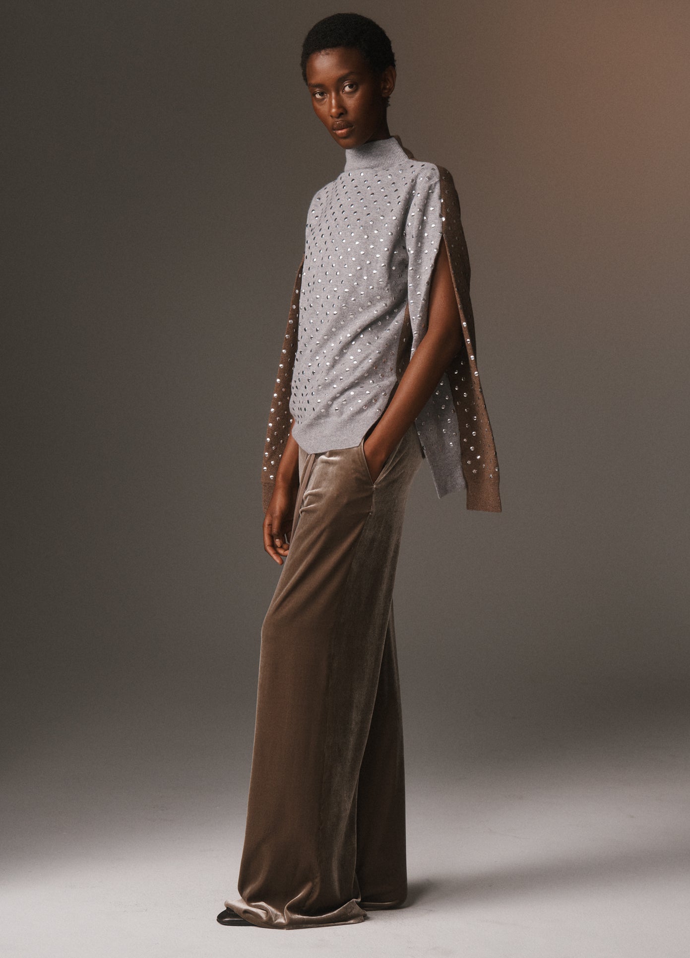 MONSE Combo Double Waistband Trouser in teak on model lookbook image