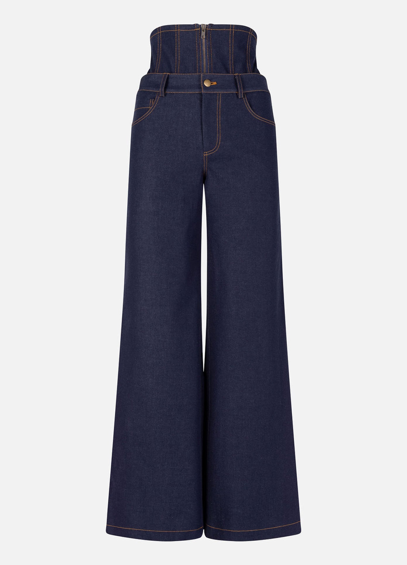 MONSE Corset Denim Jeans in Indigo flat front