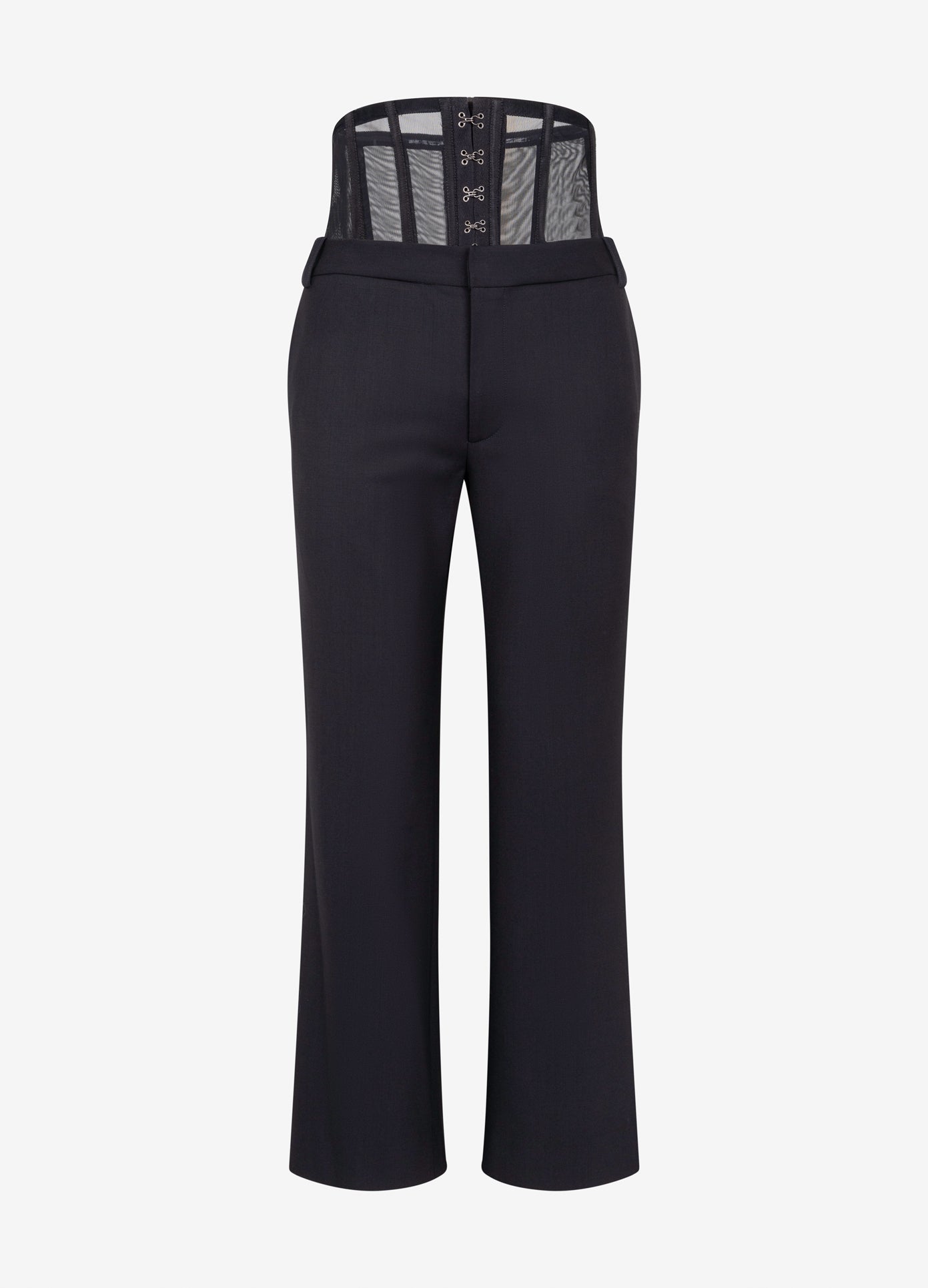 MONSE Corset Slim Fit Trousers in black flat front