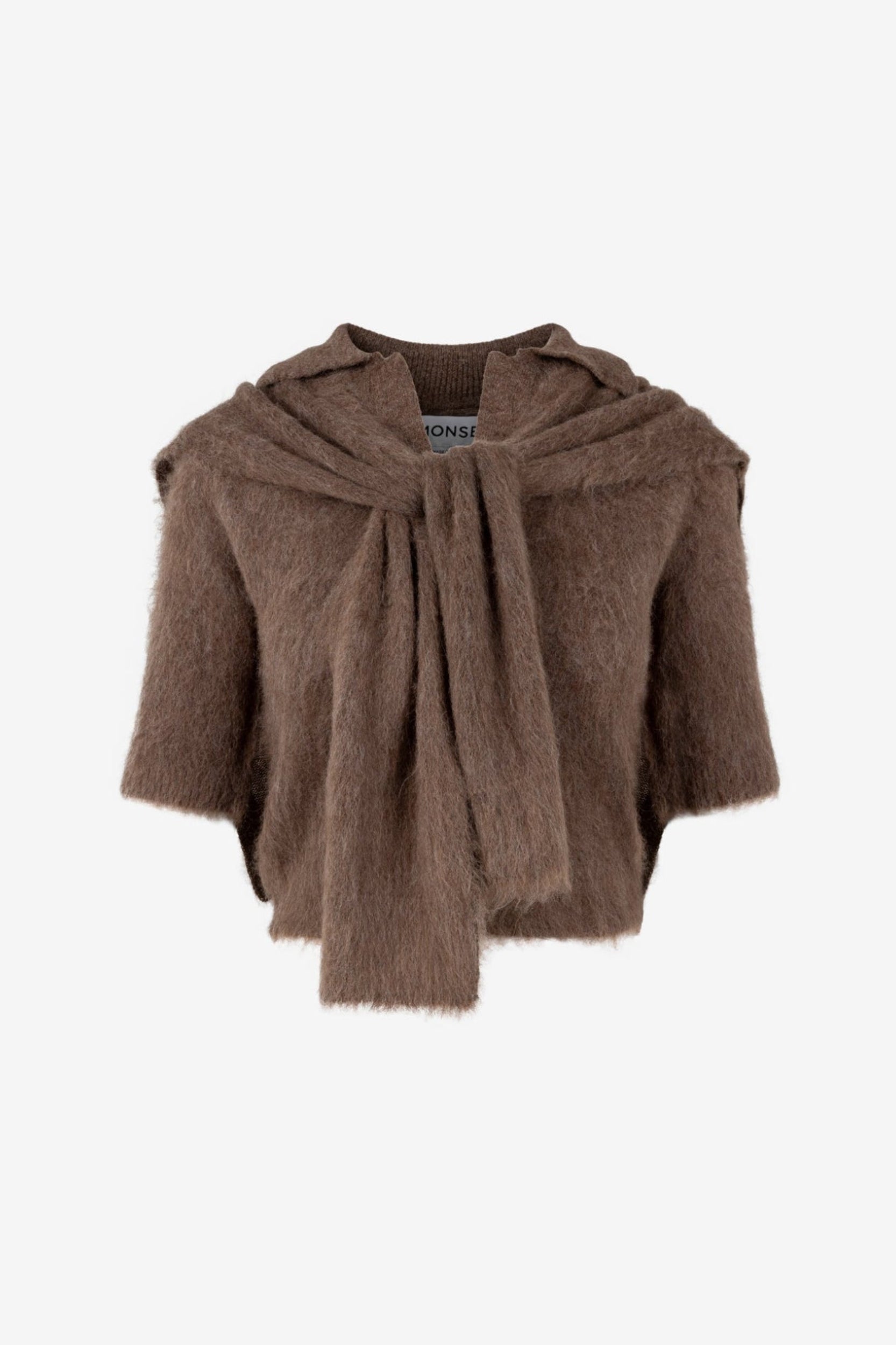 Cropped Polo Knit With Scarf