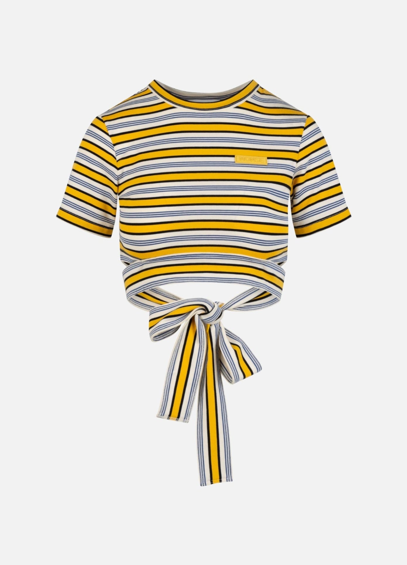 MONSE Cropped Tie T-Shirt in yellow and navy product image