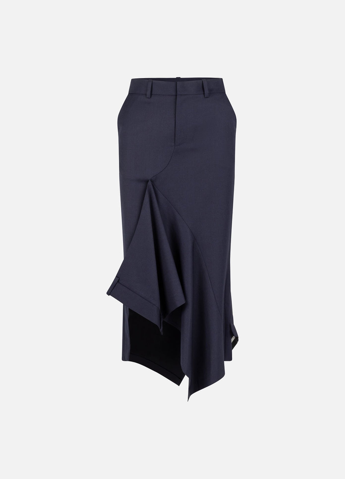 MONSE Deconstructed Cascade Skirt in midnight flat front