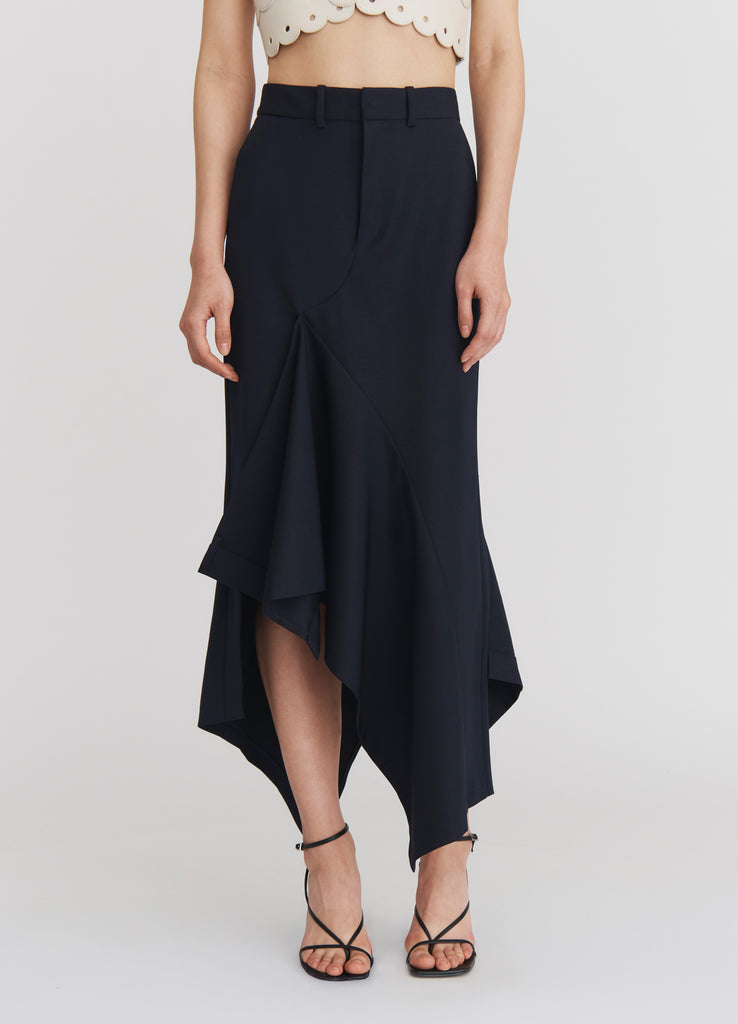 【THE MOZZ】Mont Basic Setup Skirt Deconstructed Cascade Skirt in Midnight