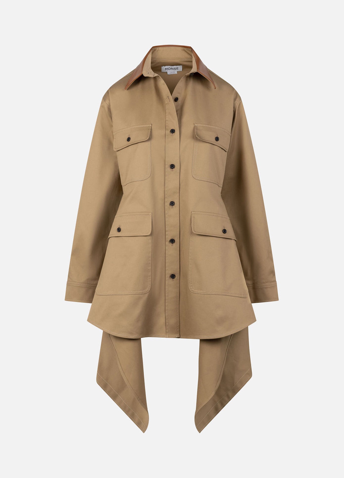 MONSE Deconstructed Combo Cargo Jacket in Khaki flat front