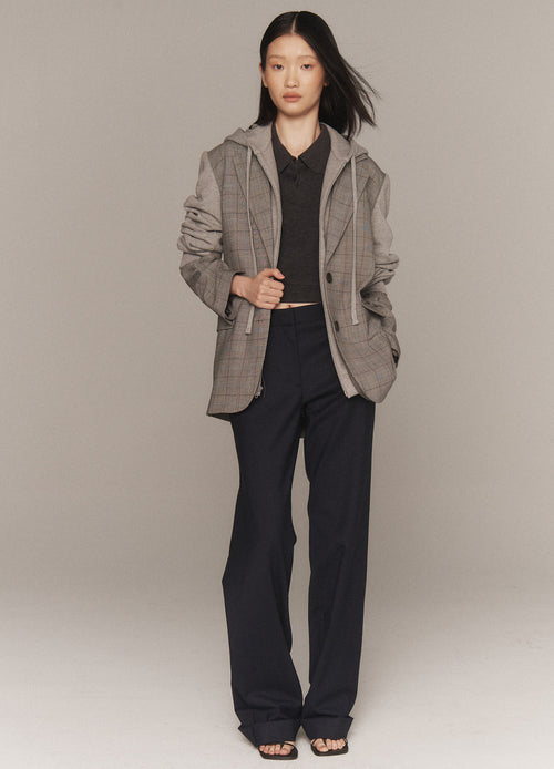 MONSE Deconstructed Combo Hoodie Jacket in grey on model lookbook image