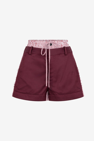 Deconstructed Combo Shorts in Burgundy – MONSE