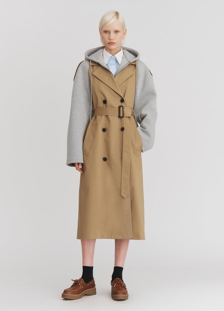 Deconstructed Combo Trench Jacket in Khaki